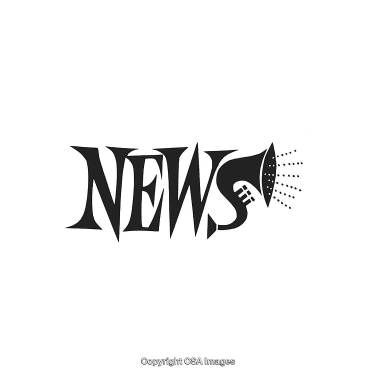 Stylized News Typography Design with a Megaphone on White Background