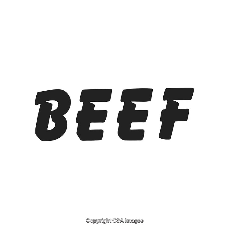 Bold Black Text Highlighting Beef Concept on White Background