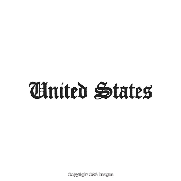Gothic-Style Typography Depicting the Words 'United States' in Black Text