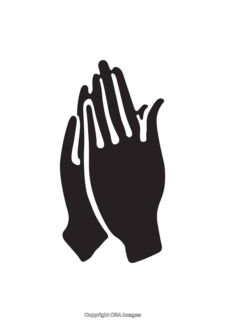 Black and White Icon of Praying Hands Symbol
