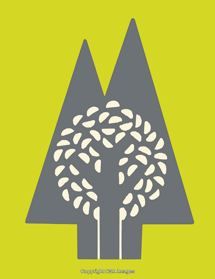 Stylized Abstract Illustration of Forest Trees in Minimalist Design
