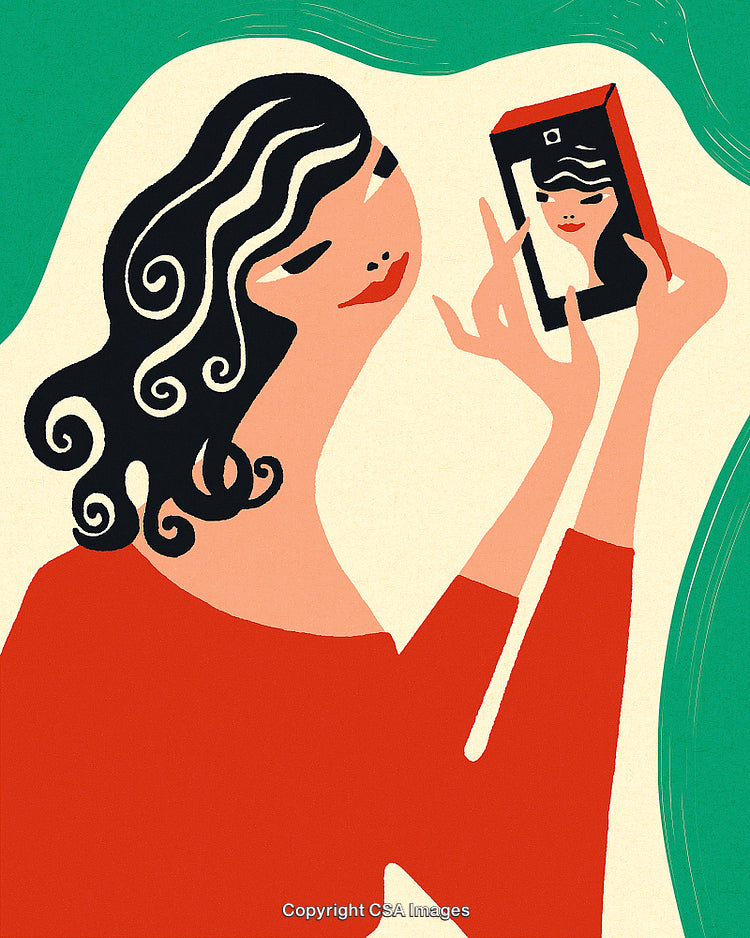 Abstract Woman Taking a Selfie with Artistic Depiction