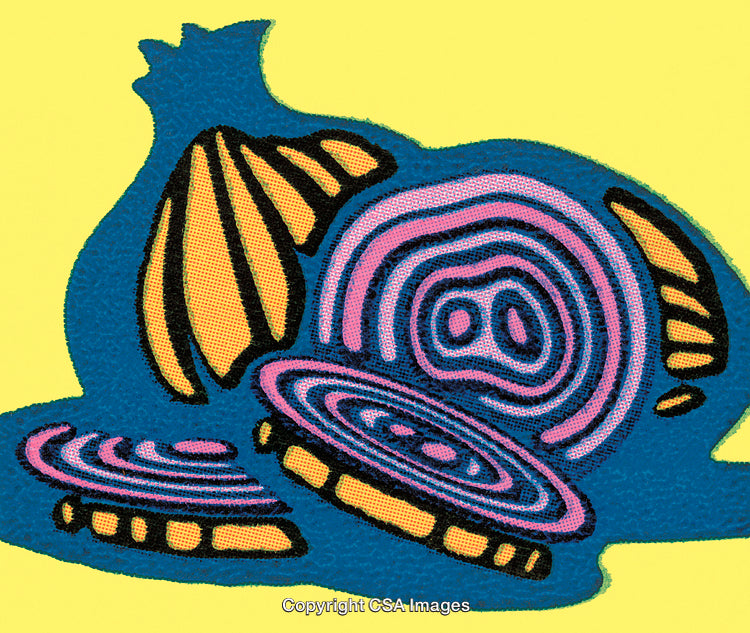 Colorful Pop Art Illustration of Vibrant Onion Slices on a Bright Background
