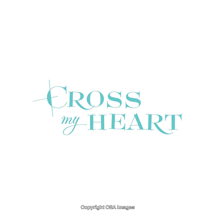 Teal Cross My Heart Decorative Text on White Background