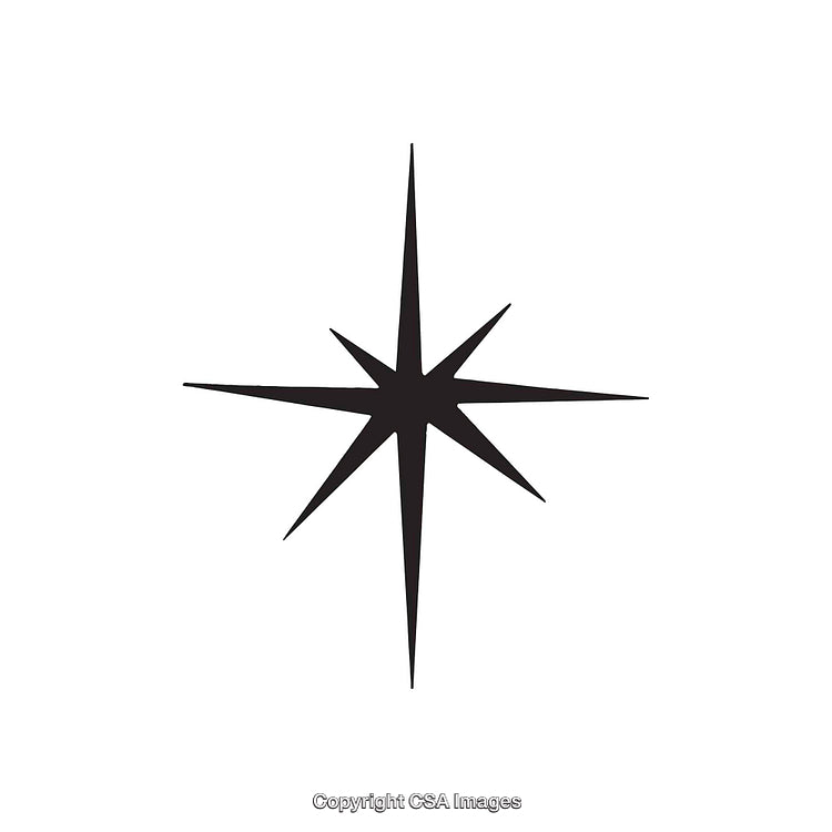 Minimalist Black Star Shape With Eight Points on a White Background