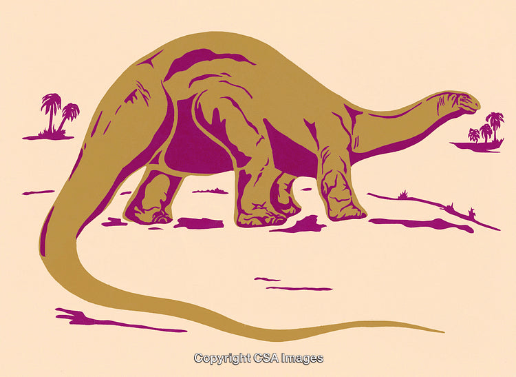 Illustration of a Dinosaur in a Prehistoric Landscape with Palms