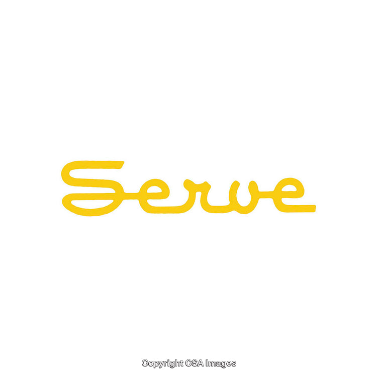 Yellow Word Script Design Emphasizing the Concept of Serve on White Background