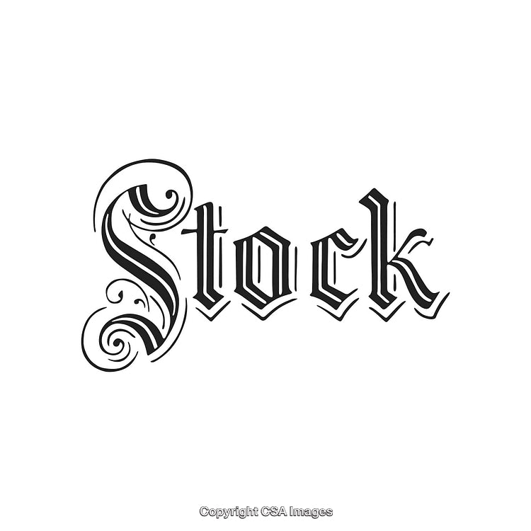 Ornate Gothic Script Typography Styled Vintage Lettering on White Background