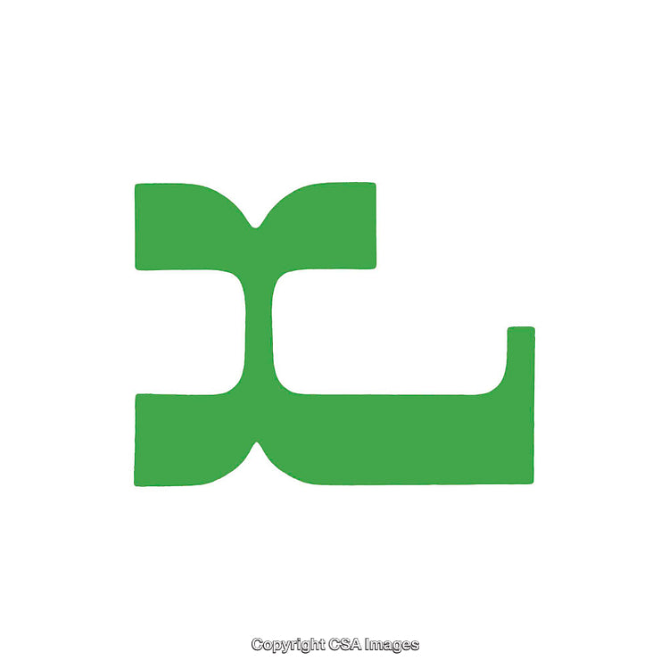 Green Letter L Abstract Symbol on a Plain White Background