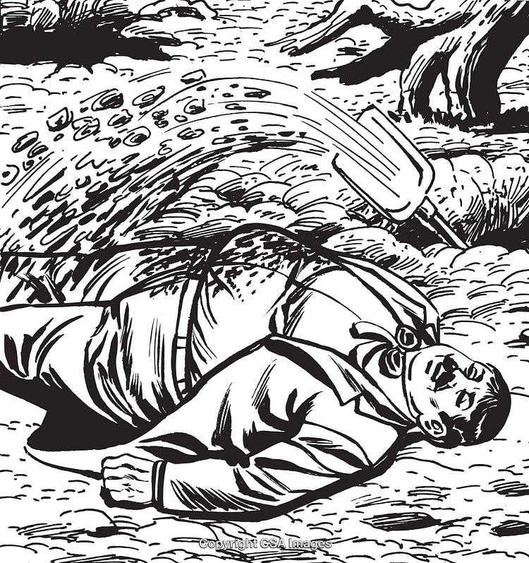 Dramatic Illustration of Crime Scene With Victim and Mystery Elements
