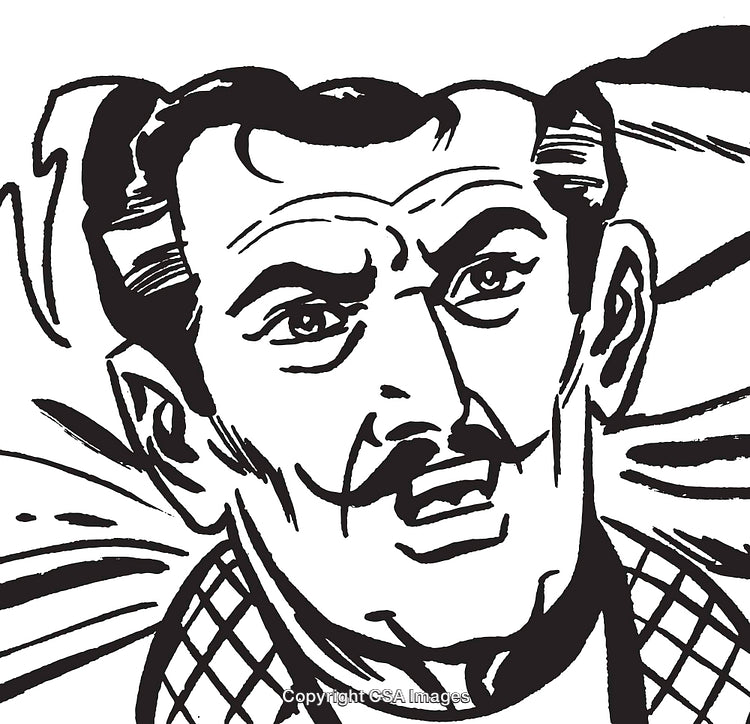 Vintage Comic-Style Illustration of a Man with Dramatic Expression