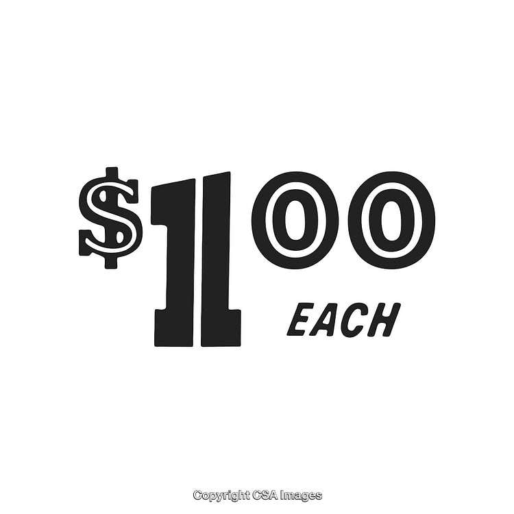 Bold Black and White Typography Showing Dollar Price Per Item in Minimal Design