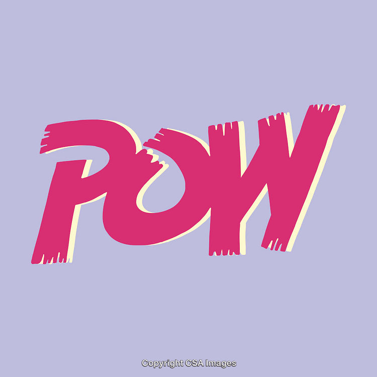 Dynamic Comic-Style POW Text Illustration With Bold Colors and Playful Design