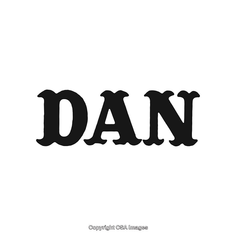 Bold Black Word Art Design with Text 'DAN' in Classic Styling