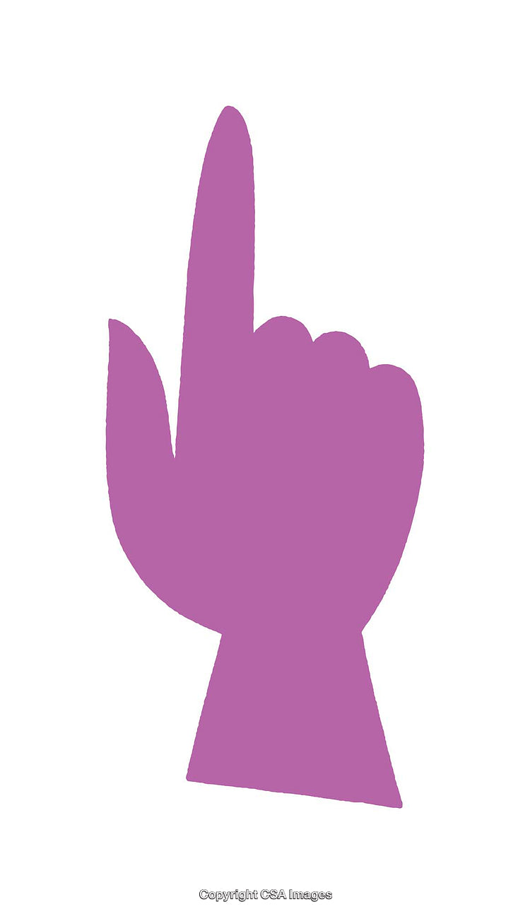Purple Hand Icon Depicting an Upwards Pointing Gesture on a White Background