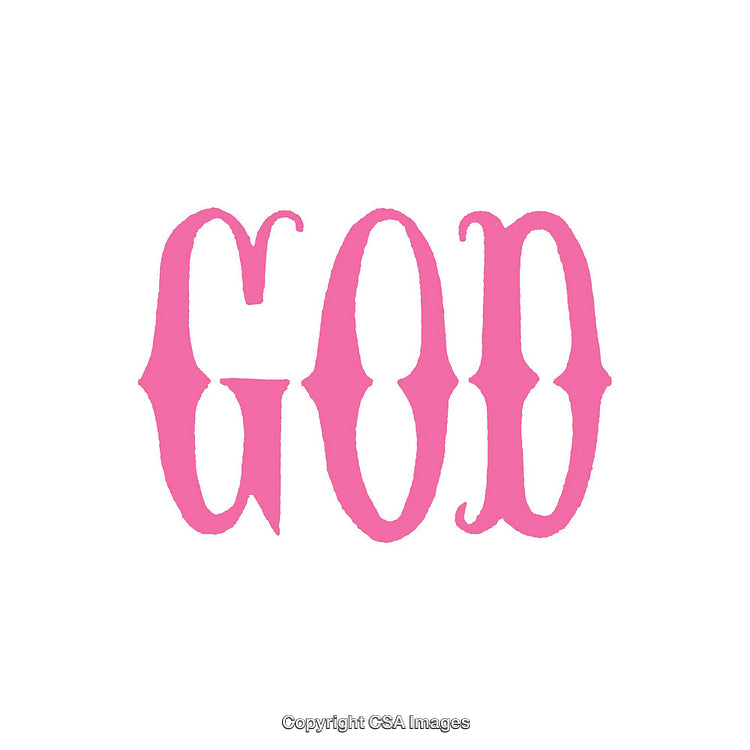 Pink Artistic Typography Art Featuring the Word 'God' on White Background