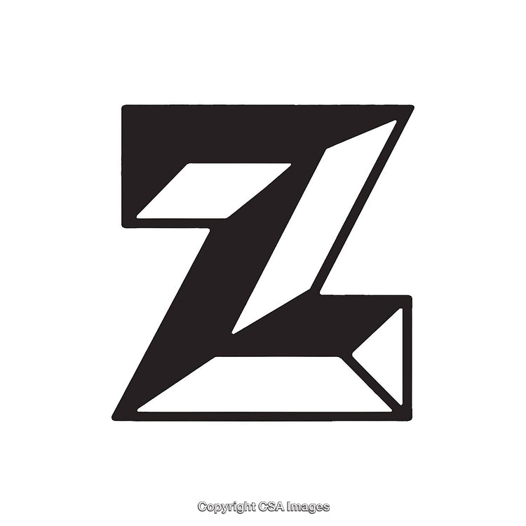 Bold Geometric Letter Z in a Modern Black and White Design