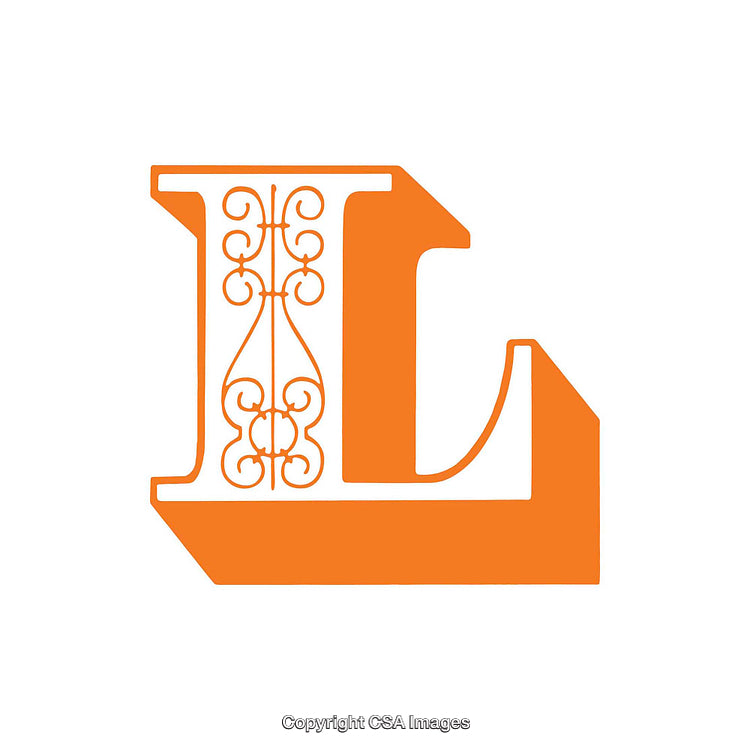 Orange Ornate Letter L Design with Decorative Details in Modern Style