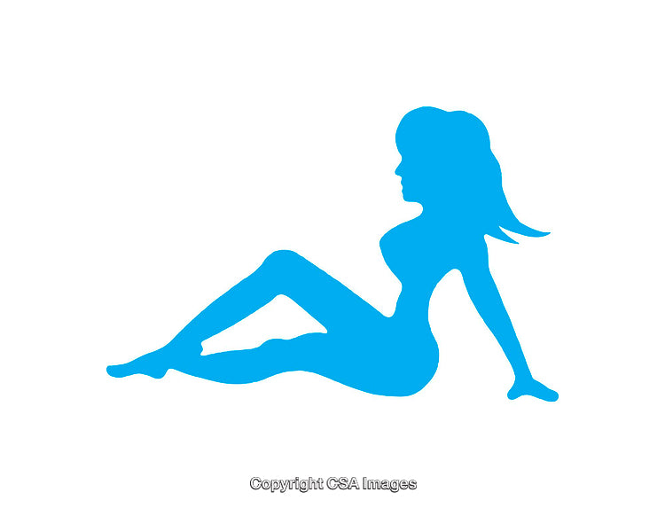 Blue Silhouette Icon of a Relaxing Female Figure