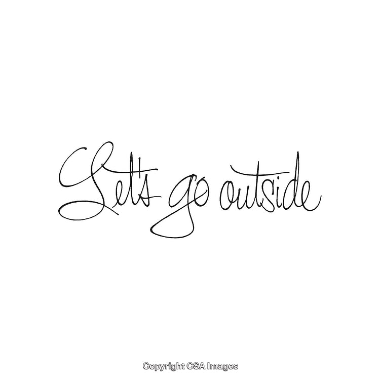 Inspirational Handwritten Script of Let's Go Outside on White Background