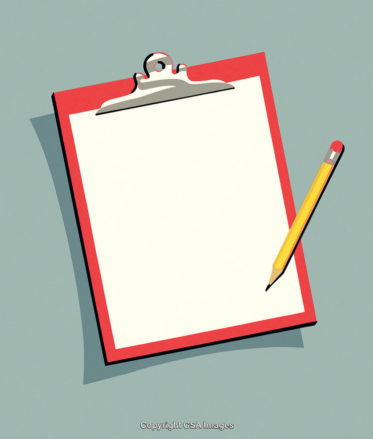 Clipboard and Pencil on a Desk with Minimalist Design