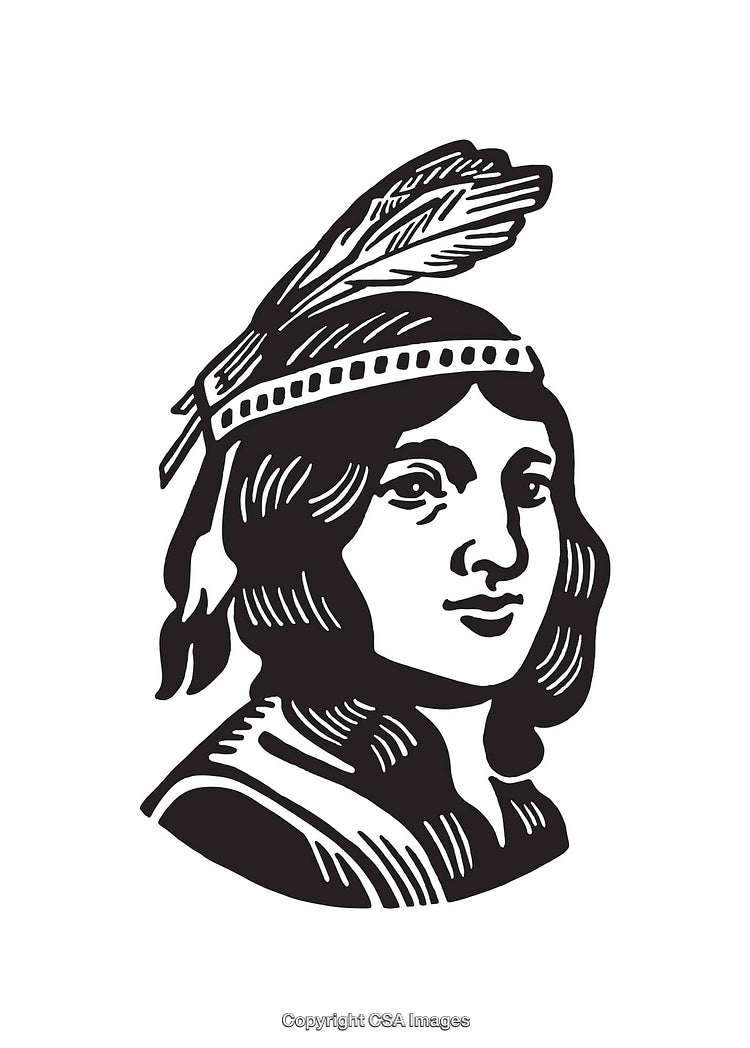 Black and White Line Art Portrait of a Historical Figure