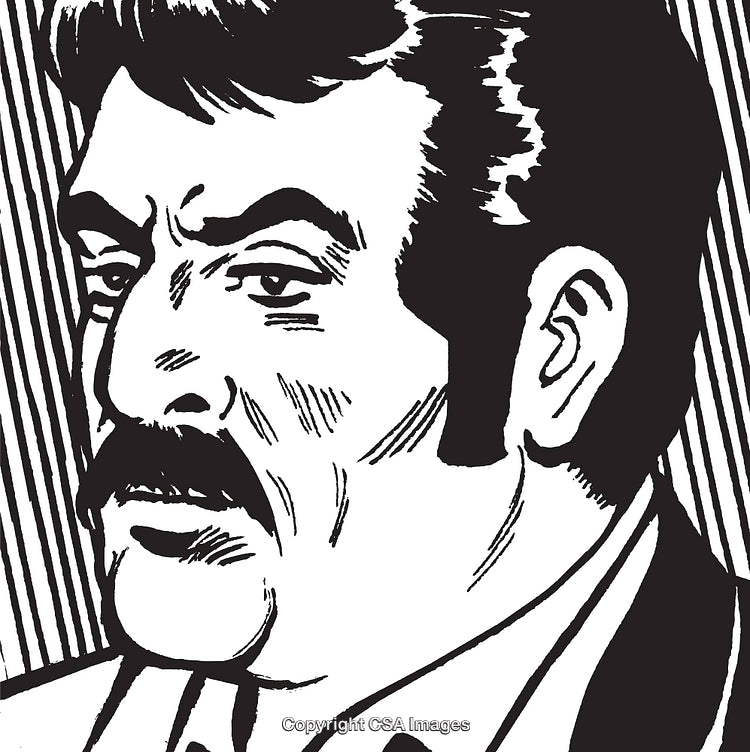 Stylish Black and White Illustration of a Male Portrait with Bold Lines