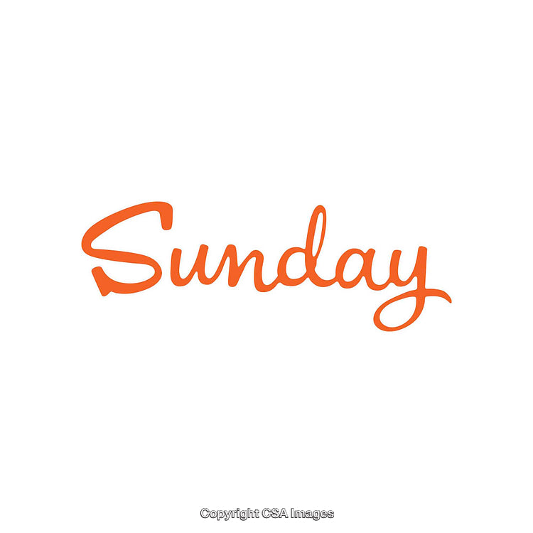 Orange Calligraphy Text Depicting "Sunday" on a Simple White Background