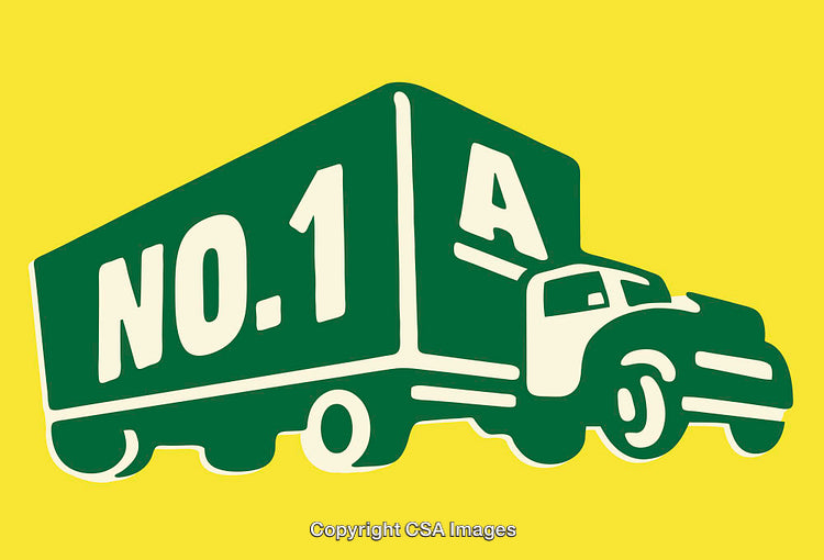 Graphic Vector Illustration of Truck with Bold Text on Yellow Background