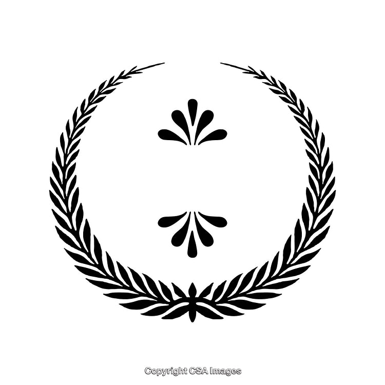 Ornamental Black and White Laurel Border with Decorative Floral Elements
