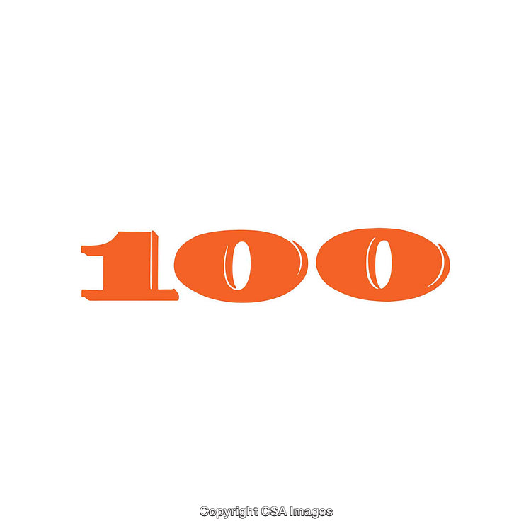 Orange Bold Numbers Displaying 100 on a White Background