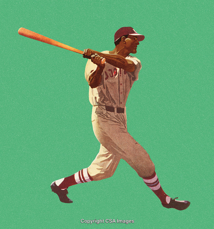 Vintage Baseball Player Swinging a Bat in Retro Illustration Style