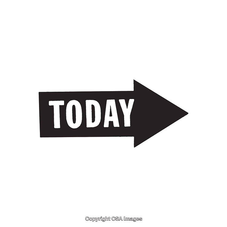 Bold Black Arrow Pointing Right with the Word 'Today' Inside It