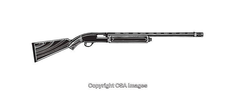 Black and White Line Art Illustration of a Classic Hunting Rifle