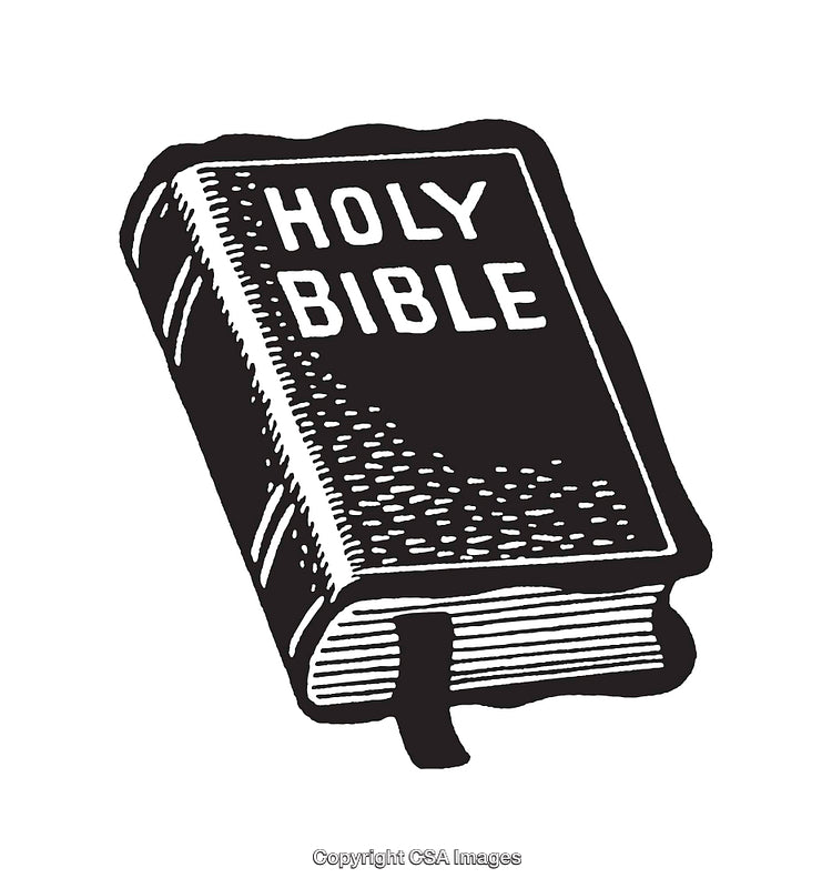 Black and White Line Art Illustration of a Holy Bible