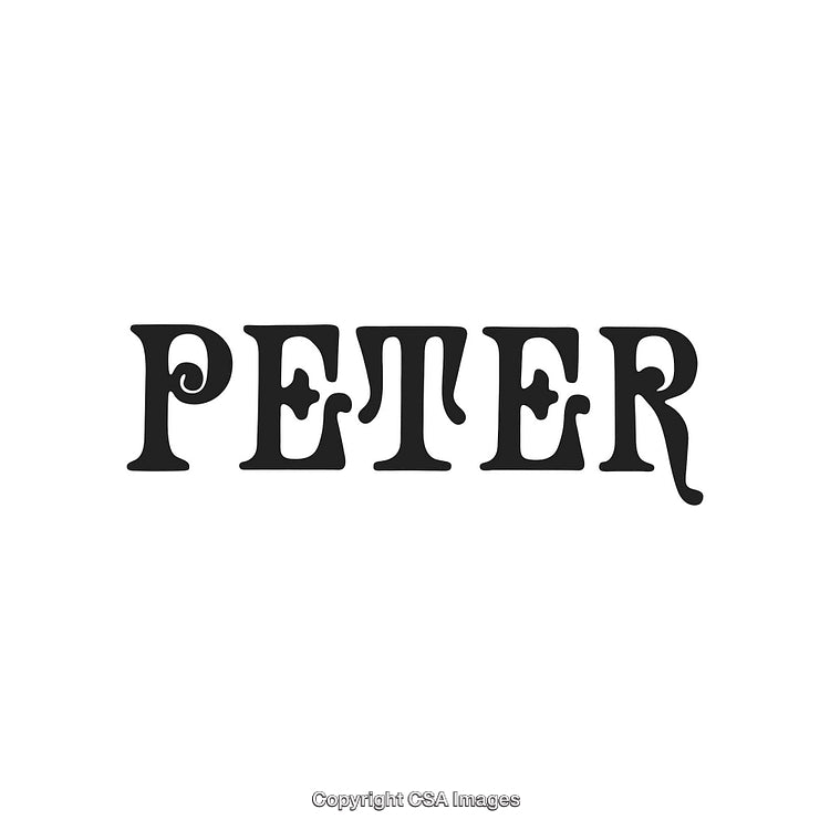 Stylized Vintage Text Displaying the Name Peter in Bold Black Font