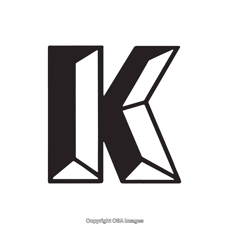 Stylized Black Geometric Letter K on White Background