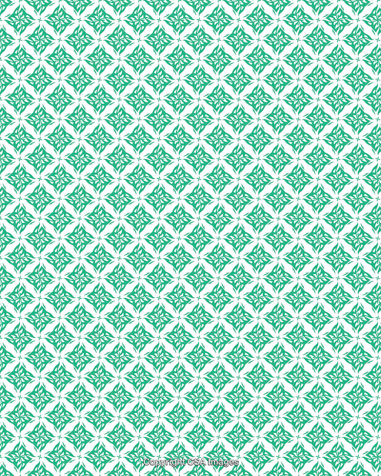 Intricate Green Pattern on White Background With Floral Motifs