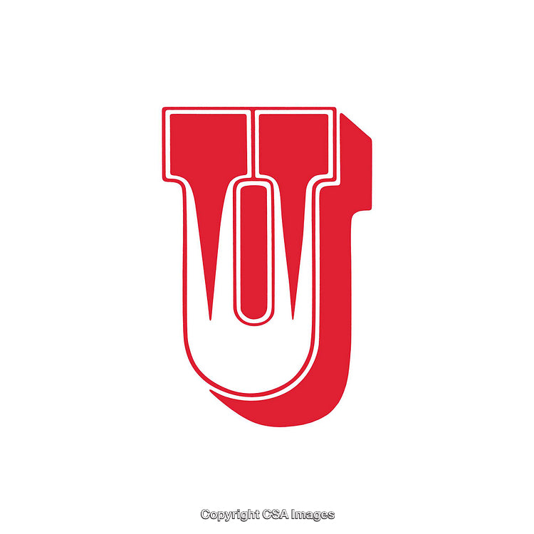 Bold Red Letter U With Modern Graphic Design Elements
