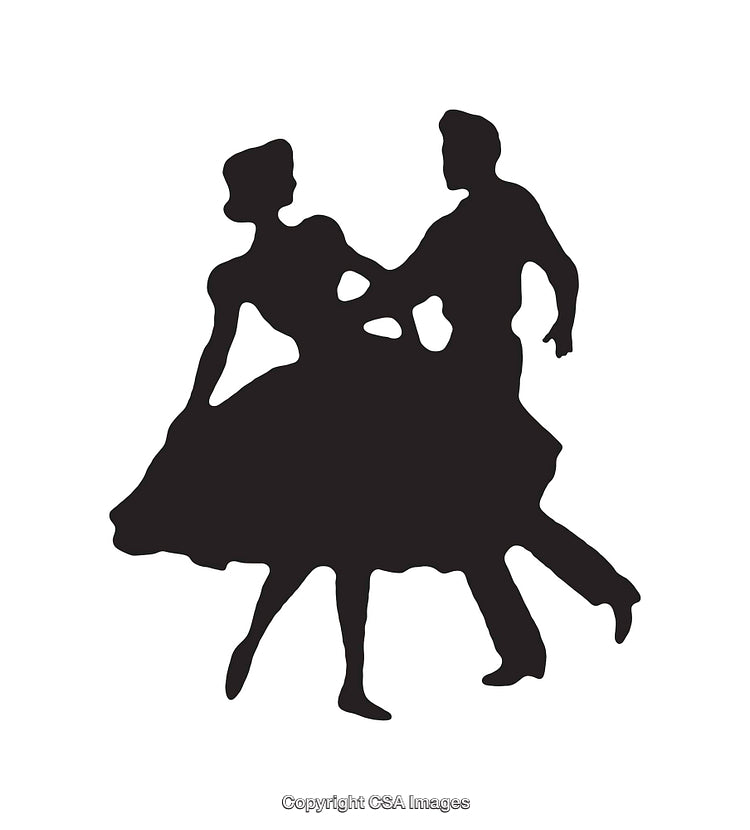 Silhouette Illustration of a Dancing Couple in Traditional Outfit