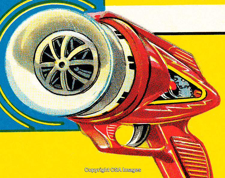 Retro Futuristic Device Illustration in Bold Colors and Vibrant Design