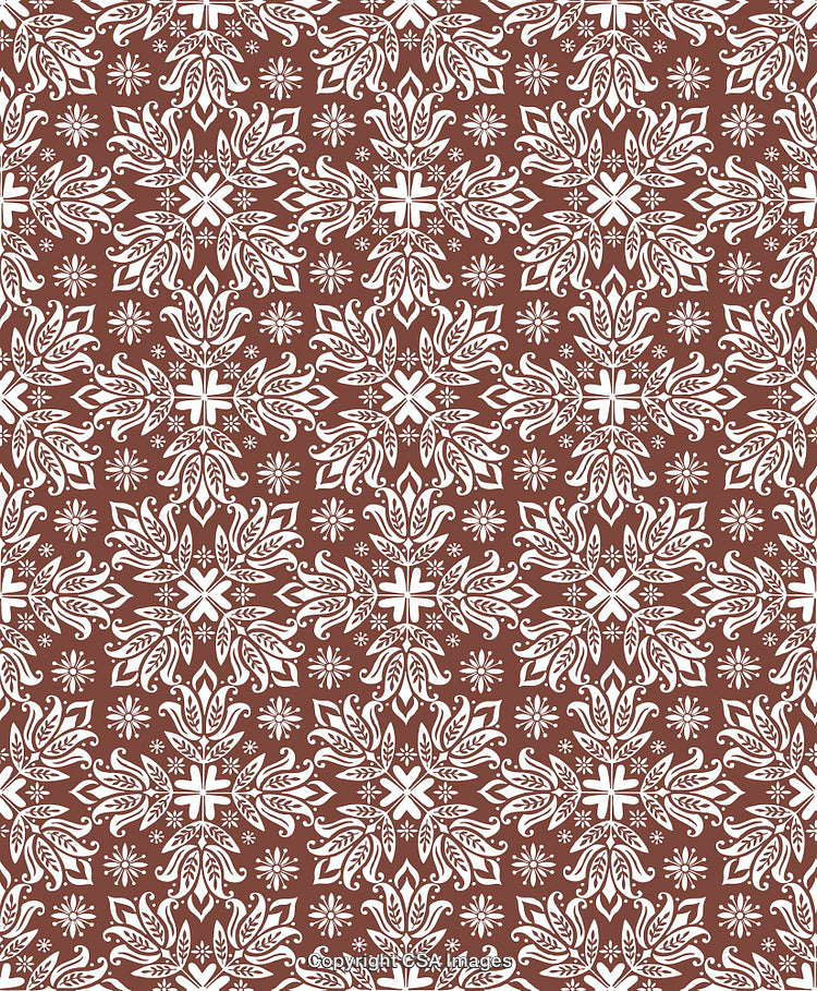 Elegant Brown and White Floral Pattern with Intricate Details