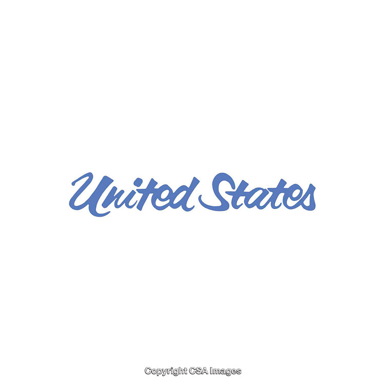 Stylish Blue United States Lettering Isolated on White Background
