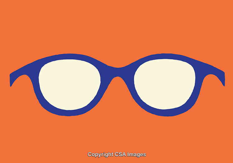 Abstract Glasses Illustration with Vibrant Colors on Orange Background