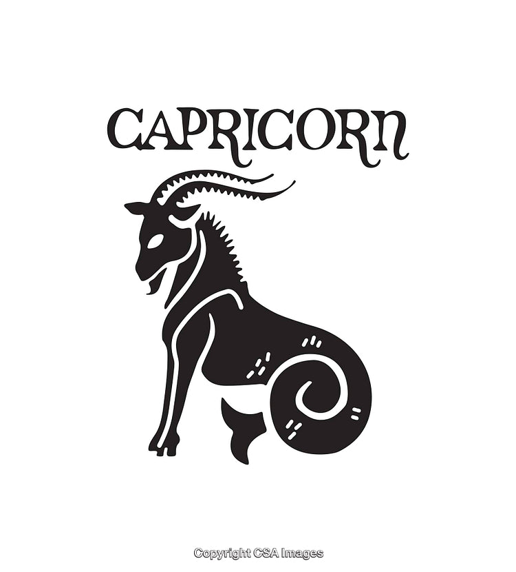 Black And White Capricorn Zodiac Sign Icon On White Background
