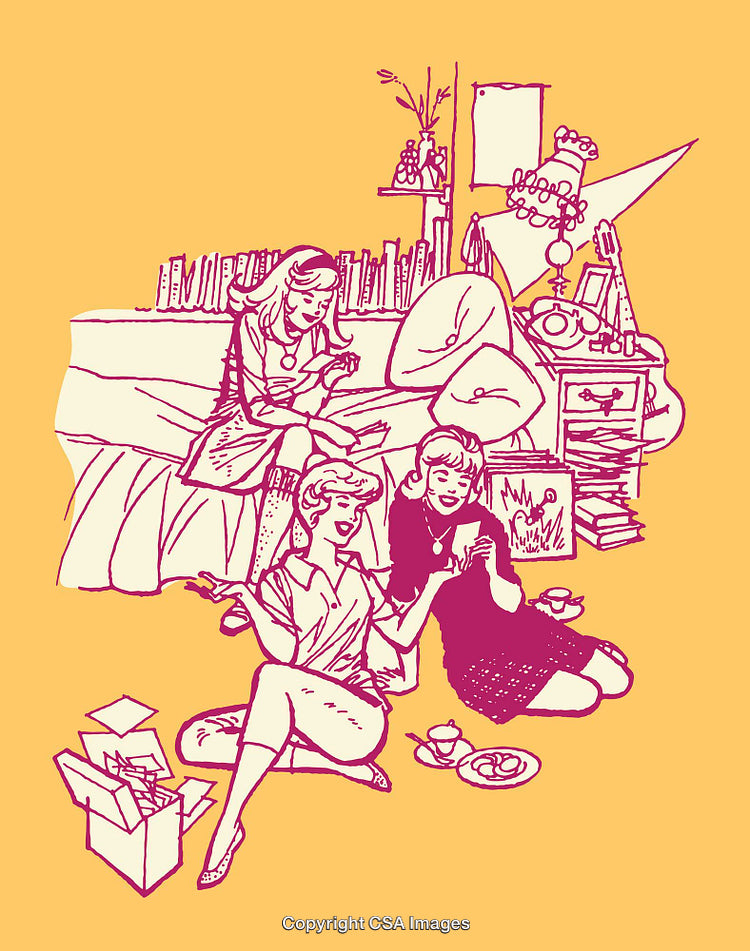 Friends Enjoying Leisure Time Together in a Cozy Retro Room Setting