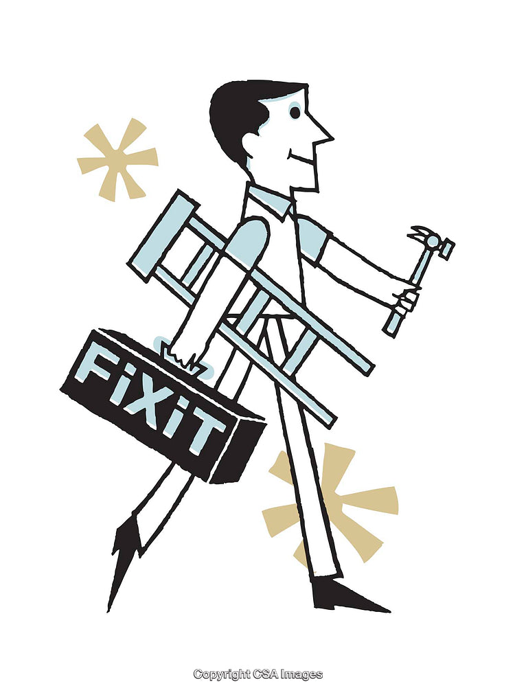 Retro Style Illustration of a Happy Handyman Carrying Tools with Optimism