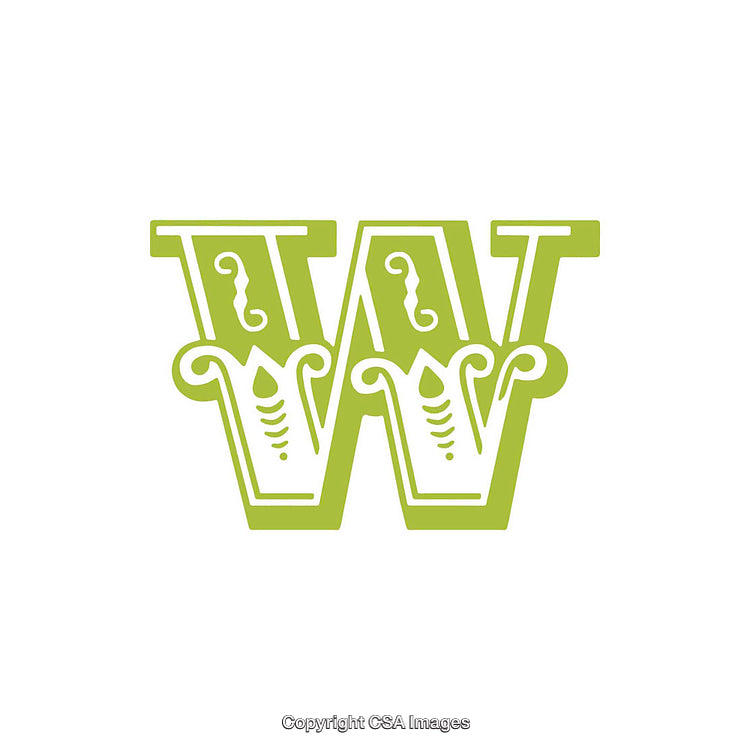 Ornate Green Letter W With Decorative Swirls and Design
