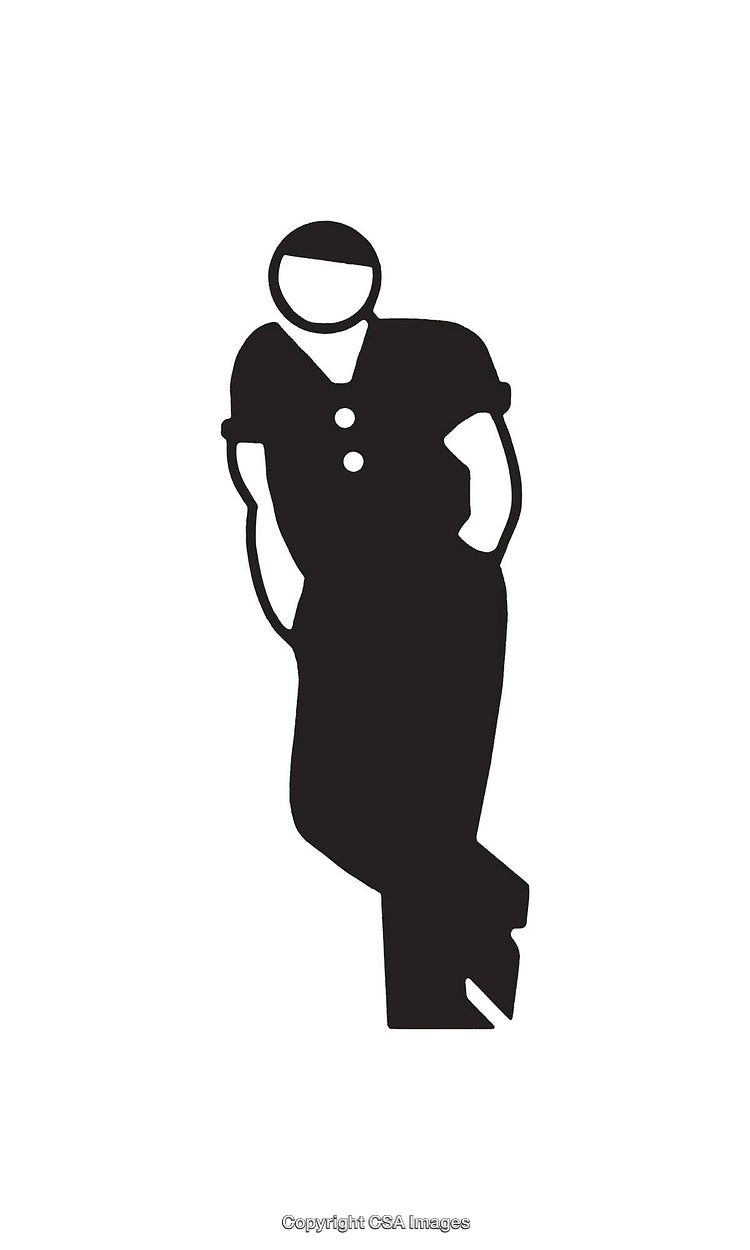 Black and White Icon of Person Standing Casually in Simple Style