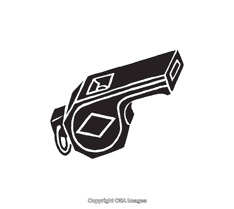 Black and White Abstract Pistol Illustration with Geometric Shapes